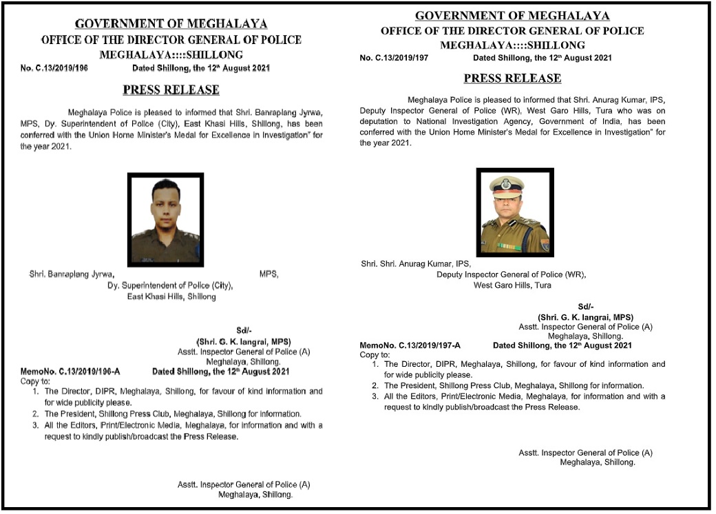 State police officers receives Union Home Minister’s Medal