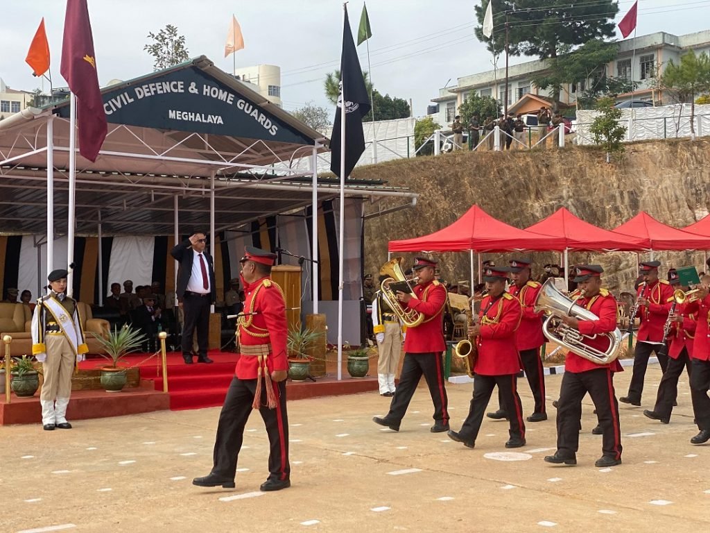 Brass Band of the Border Wing Home Guards Battalions marching past the saluting base