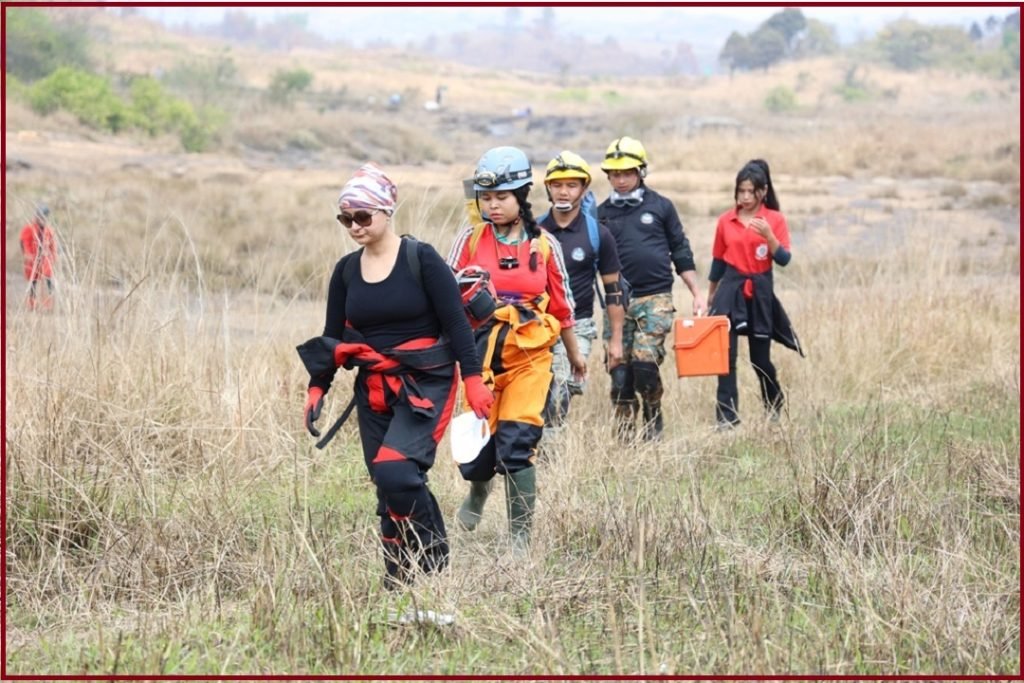 The MATI, and DDMA, East Khasi Hills District, collaboratively conducted a Mock drill on Cave Evacuation during Disaster, at Mawmluh Cave, Sohra