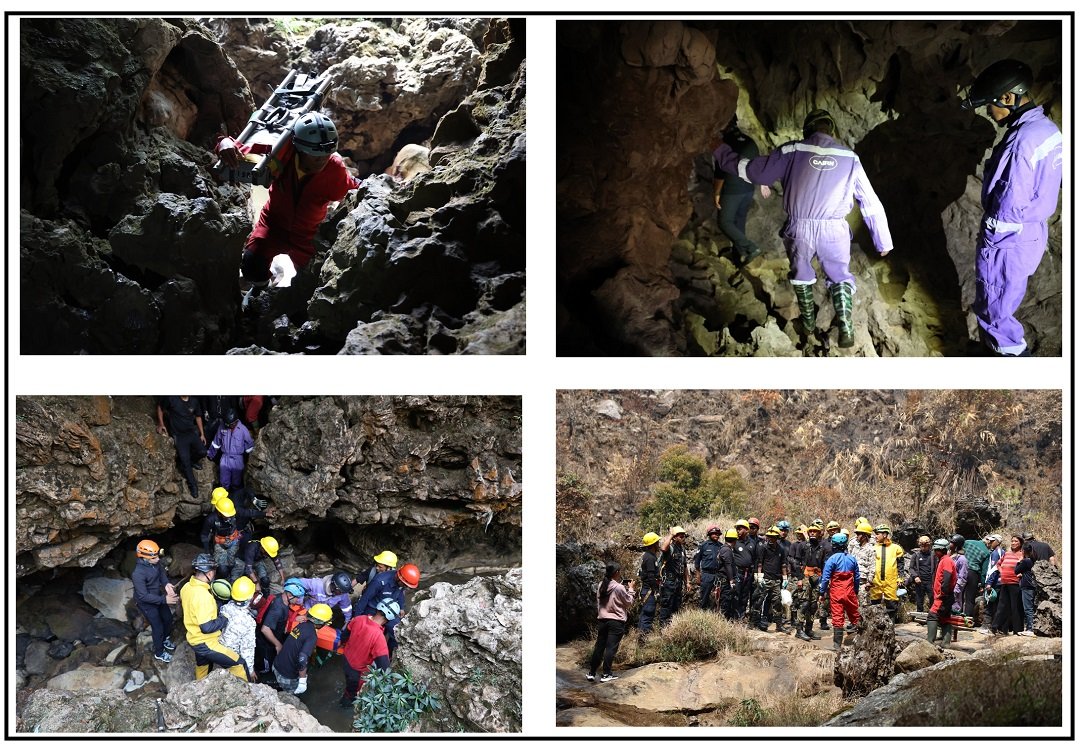 The MATI, and DDMA, East Khasi Hills District, collaboratively conducted a Mock drill on Cave Evacuation during Disaster, at Mawmluh Cave, Sohra