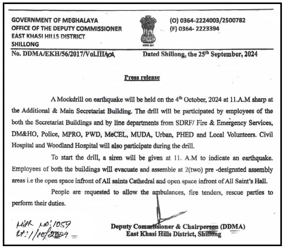 Mockdrill of Earthquake by DDMA. East Khasi Hills, Shillong.