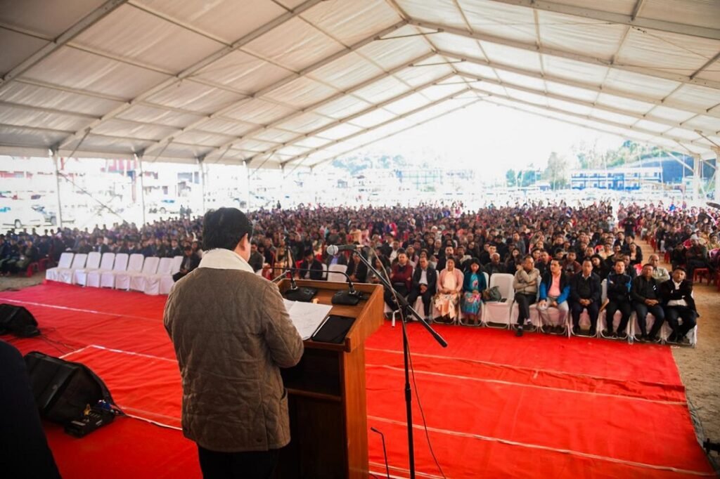 Conrad K Sangma today addressed various concerns of the people at CM - Connect outreach held at Nongstoin