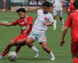 Shillong, Feb 28: Shillong Lajong FC did what they had to do to keep the pressure on leaders Mawlai SC by thrashing Langsning FC 6-0 in their OC Blue Shillong Premier League 2024 match at the SSA Stadium at First Ground, Polo, here today. Deibormame Tongper (9’), Samchaphrang Lato (26’), Yohaan Benjamin (30’), Remark Kharmalki (76’), Babysunday Marngar (80’) and Mebannangkiew Thabah (90’+2) were the scorers as Lajong ripped apart Langsning for the second time this season; their first leg meeting ended 4-0 in SLFC's favour back in October. Lajong now have 39 points to Mawlai's 41 but the latter have a game in hand. Nevertheless, this result means that Mawlai can not afford to slip up in their next match against lowly Nongthymmai SC. For Langsning, this was their last match of the season and there was to be no fairytale ending for them. They remain in fourth place with 24 points but the former champions' hold on that position looks vulnerable as the two clubs immediately below them (Laitkor on 23 points and Nangkiew Irat on 22) both have two games each to play. Deibormame scored the first in under 10 minutes for his 20th goal of the season - he is by far and away the lead contender for Top Scorer in this edition of the OC Blue SPL. Remark was instrumental in the next two goals, enabling Samchaphrang's low left-footer from the edge of the box with a beautiful cross from the right flank before setting up Yohaan's goal taken on the run just four minutes later. Then followed a dry spell that lasted well into the second half. Langsning had their chances in the interim but these were largely long range attempts that were rarely on target or threatening enough. Lajong goalkeeper Siwel Rymbai had to make two saves of note, one to deny Mecheal Roy Kurbah before a brilliant reaction save to keep out Dauruhipaia Pale's header from a corner. After his work in providing assists, Remark got his name on the scoresheet after being supplied the ball in the box by Babysunday, who then scored the next goal with a sharp run where he beat a defender and the onrushing Langsning keeper Rajat Paul Lyngdoh. Mebannangkiew finished the proceedings by tapping in a cross to seal the handsome victory. Tomorrow Nongthymmai will face Mawlai at 3pm. Mawlai had won the reverse fixture 2-1 on 15 January.