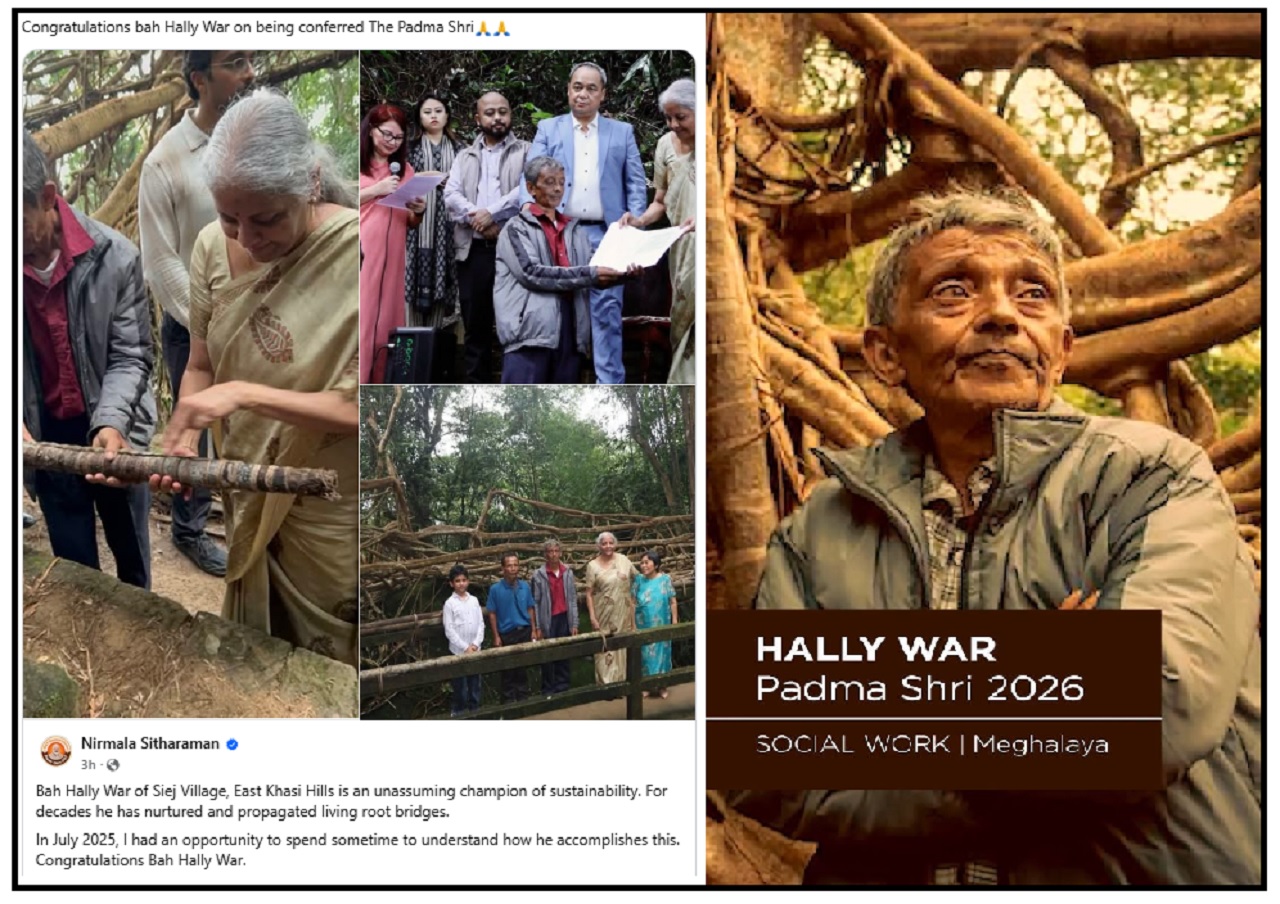 Hally War Conferred Padma Shri 2026 for Preserving Living Root Bridge Tradition