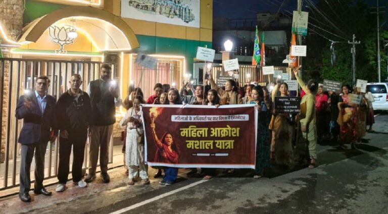 BJP mahila morcha holds torch rally in Shillong, slams opp over women's reservation bill delay