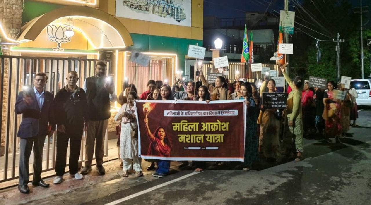 BJP mahila morcha holds torch rally in Shillong, slams opp over women's reservation bill delay