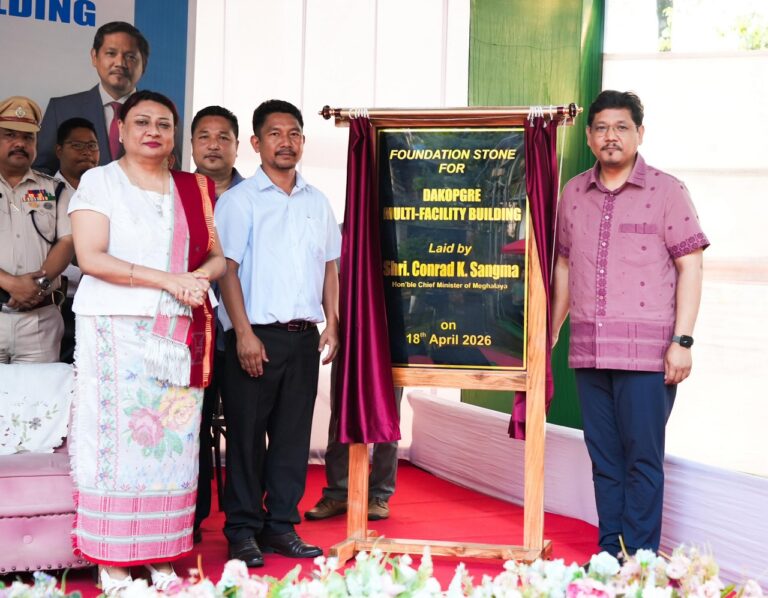 Meghalaya CM lays the base for a multi-facility building at Dakopgre in West Garo Hills
