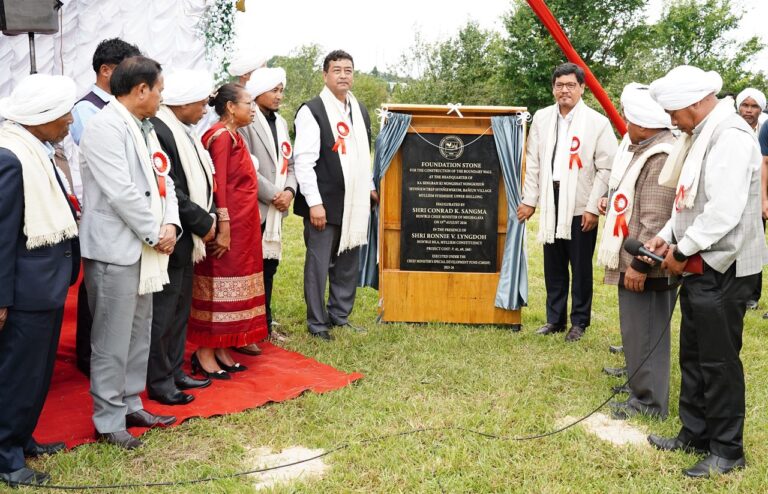 Meghalaya CM lays foundation stone for boundary wall of SNN at Baniun